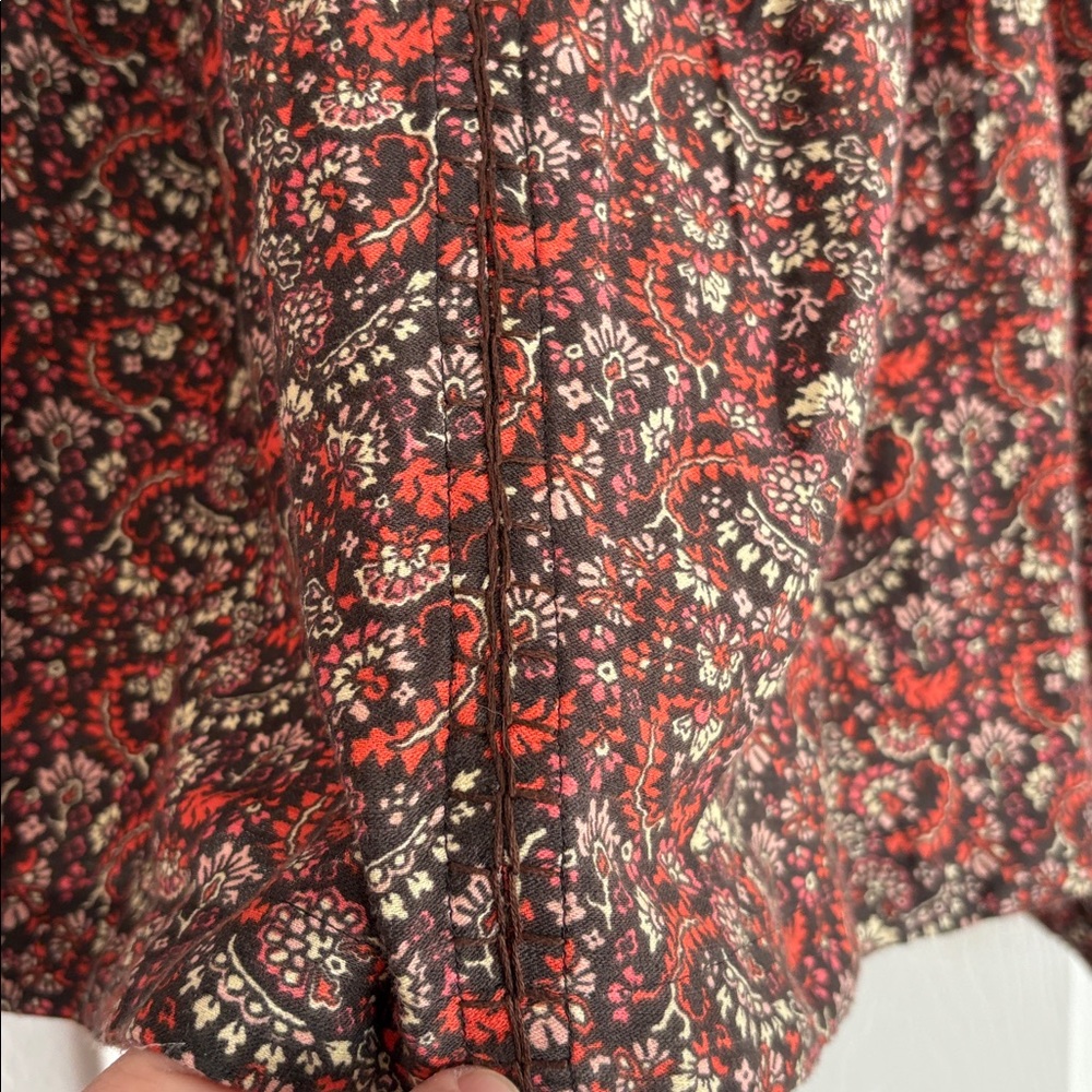Lucky Brand Floral Printed Smocked Peasant Blouse Top - Picture 8 of 14